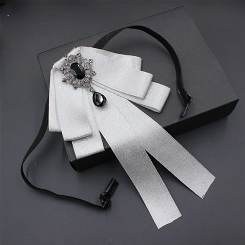 

Elegant Men Women Neck Collar Shirt Bow Tie Cravat Handmade Elastic Band Alloy Rhinestone Crystal Preppy Uniform Ribbon Bowtie