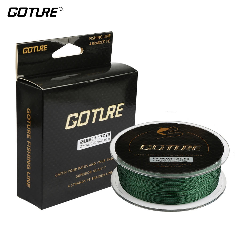 

Goture Braided Fishing Line 500M/547yrd 4 Strands PE Multifilament Fishing Line Carp Fishing Cord 8LB-80LB 0.07-0.5mm