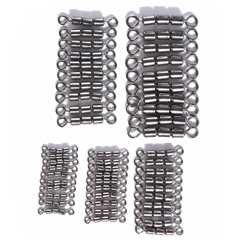 

10pcs/lot High Speed strength Fishing triple Rolling Swivel Barrel Connector Size2 4 6 8 10 Fishing Tools Tackle Accessories