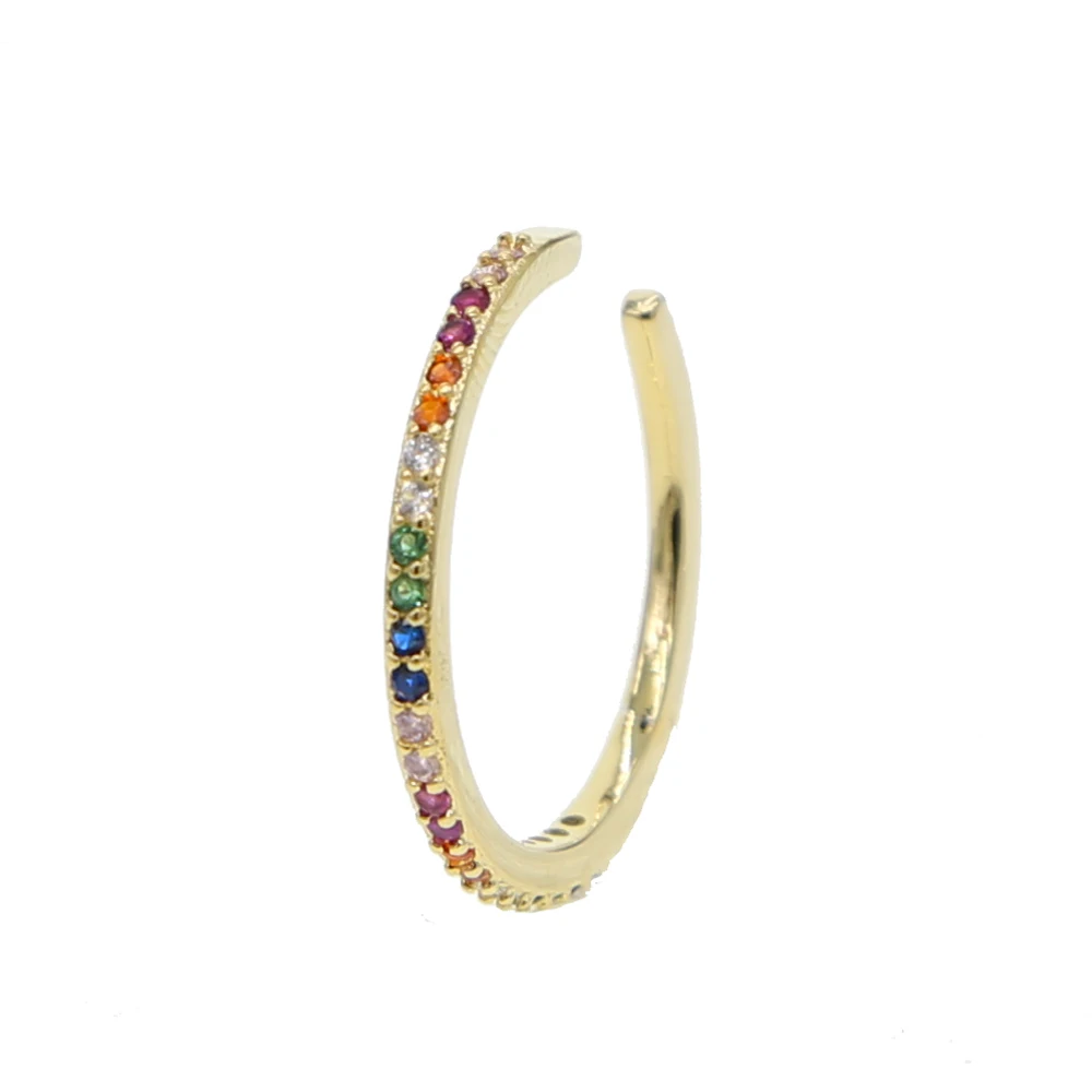 2019 new designer Women colorful CZ circle Ear Cuff Wrap Clip Earrings Gold color Wedding Piercing Dual-purpose jewelry earings | Украшения