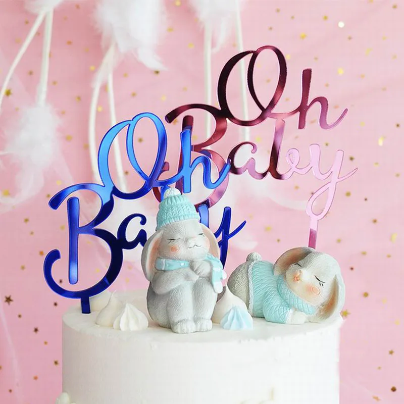 Блестящие золотистые акриловые с надписью Oh Baby Топпер для торта С Днем Рождения