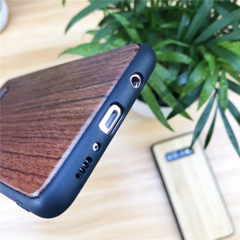 Для samsung Galaxy Note 8 9 S7 Edge S8 S9 Plus Деревянный чехол из натурального дерева + силиконовый