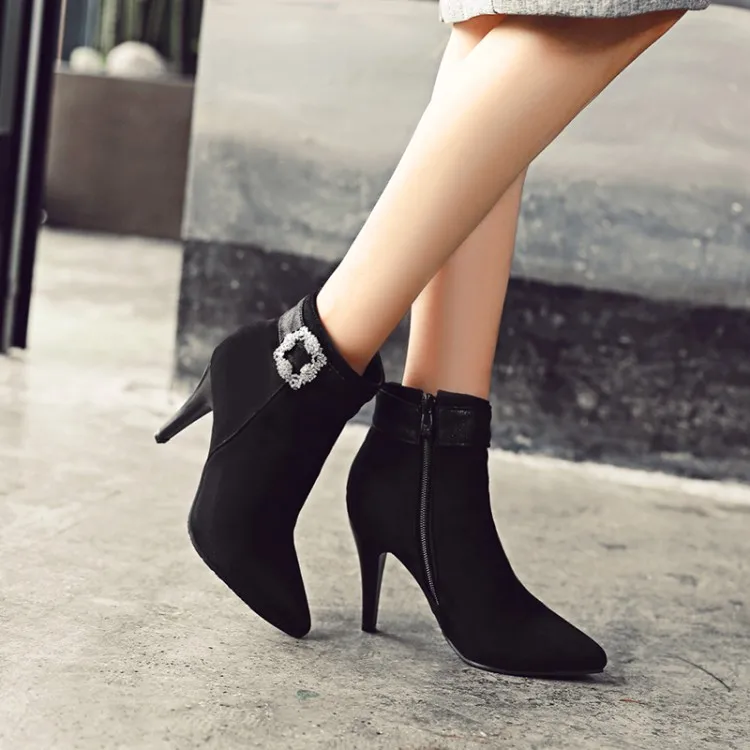 Женские зимние ботинки с пряжкой на каблуке молнии|fashion winter boots|winter bootsboots for woman |