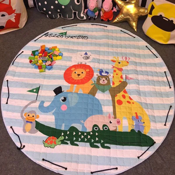 Игрушки для животных, Детский ковер, детский игровой коврик, развивающий коврик для детей, хлопковый круглый игровой коврик, складная сумка для хранения, игрушки - Цвет: WJ3535B