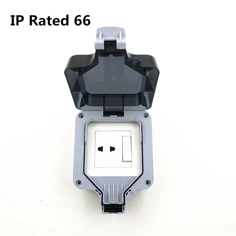 IP66 weatherproof waterproof outdoor power outlet 10A two-hole socket switch 110 ~ 250V without grounding | Электроника