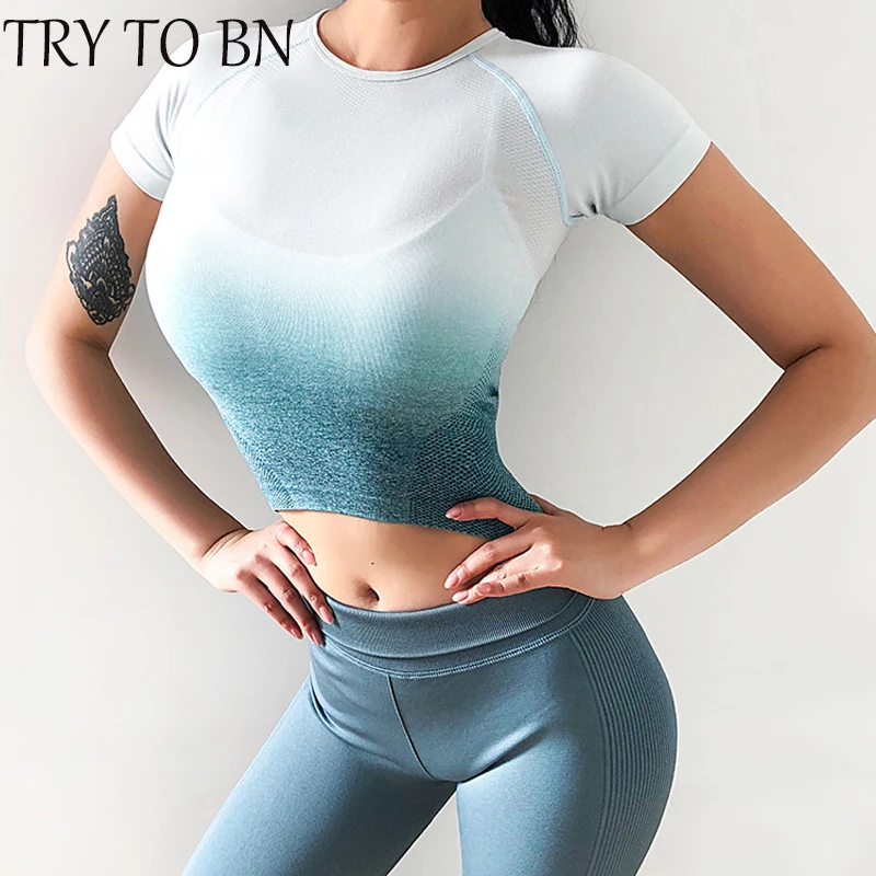 TRY TO BN Новые футболки для женщин с коротким рукавом Повседневная Высокая