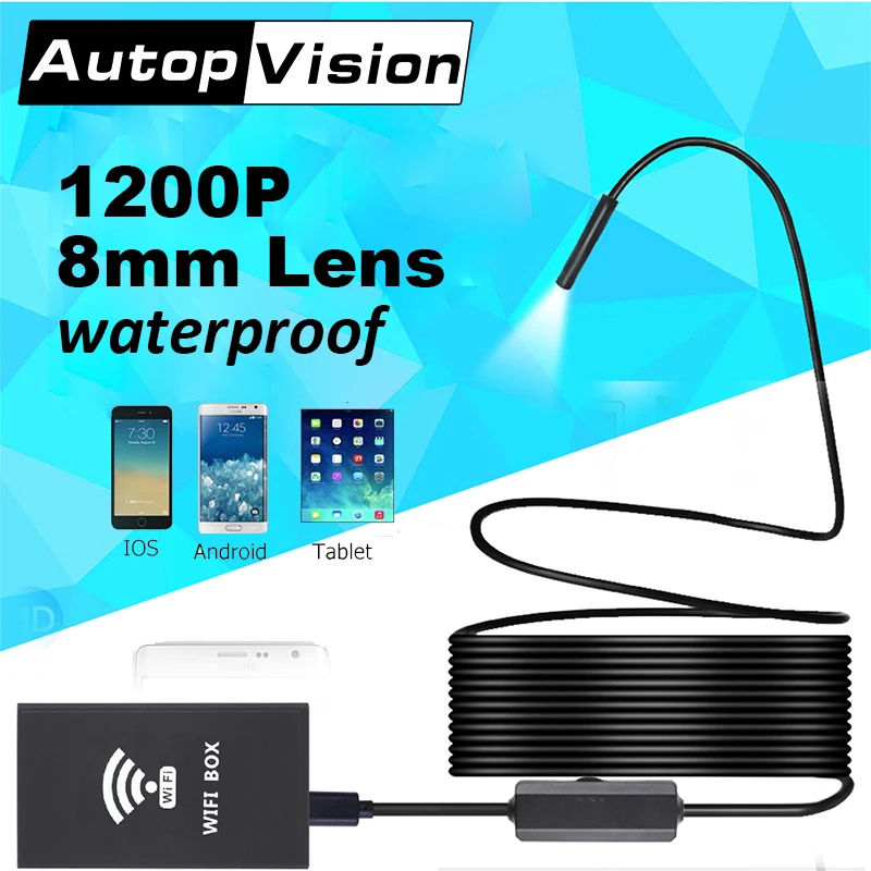 Автомобильный эндоскоп F140 с объективом 8 мм 1200P usb Wi Fi беспроводной