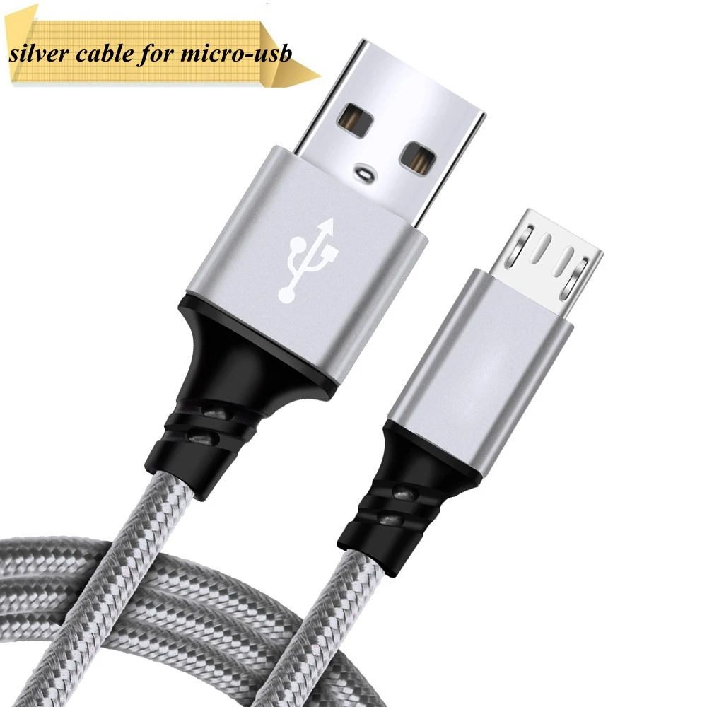silver micro usb Олаф микро USB кабель 2.4A тканый Быстрая зарядка USB кабель для передачи данных для samsung Xiaomi LG планшет Android мобильный телефон usb зарядный шнур - Цвет: silver micro usb