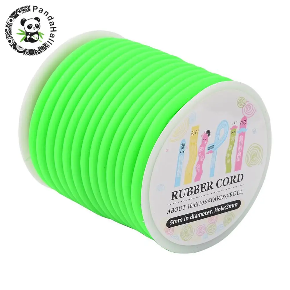 LimeGreen 5 мм полый силиконовый резиновый шнур веревка ювелирных изделий для самостоятельного изготовления ювелирных изделий черный красный розовый синий отверстие: 3 мм около 10 м/рулон - Цвет: LimeGreen