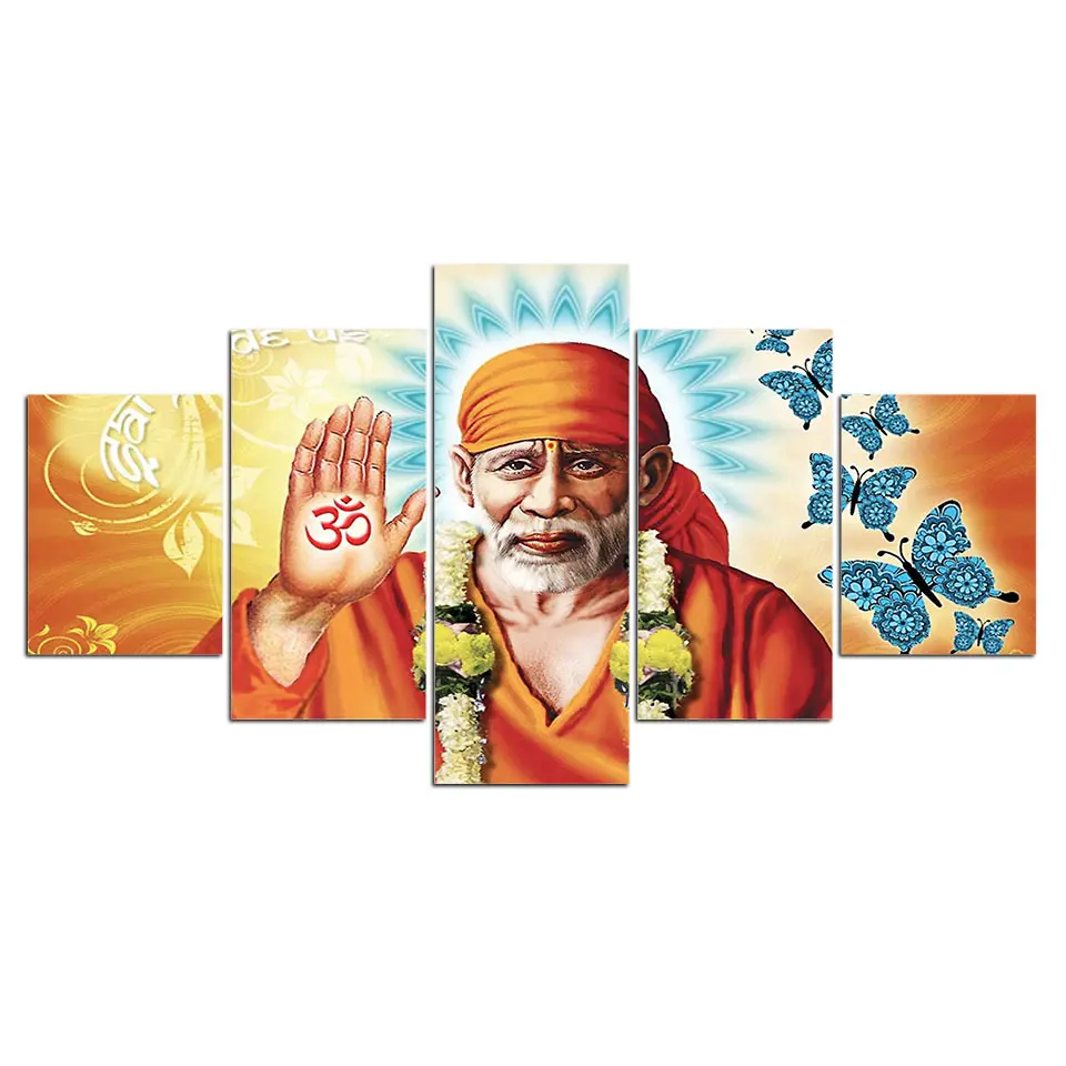 Постеры и принты 5 шт. Ширди Саи Баба Hinduism Hindu Sage art Холст Настенная художественная