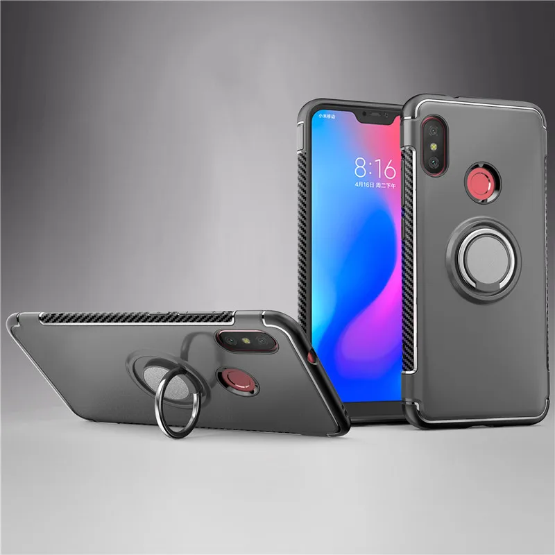 For Xiaomi Mi A2 Lite phone Case 5.84 PC+TPU A2Lite Global Version MiA2Lite case Finger Ring Car Magnet Back Cover |