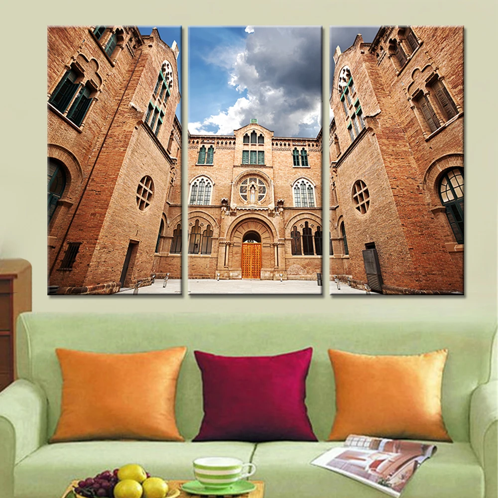 

Drop-shipping Modern Landscape Painting Picture City Building Landscape Painting Canvas Wall Art Oil Painting No Frame 3 Pieces