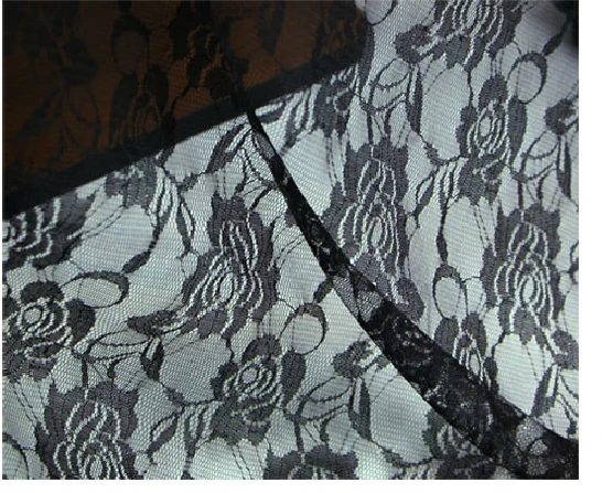 Эластичная черная кружевная ткань эластичная с розами для свадебного платья