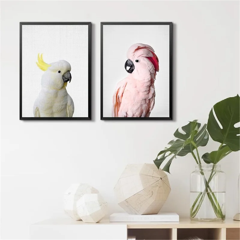 Картина с розовыми птицами Cockatoo на холсте настенные картины животными попугаями