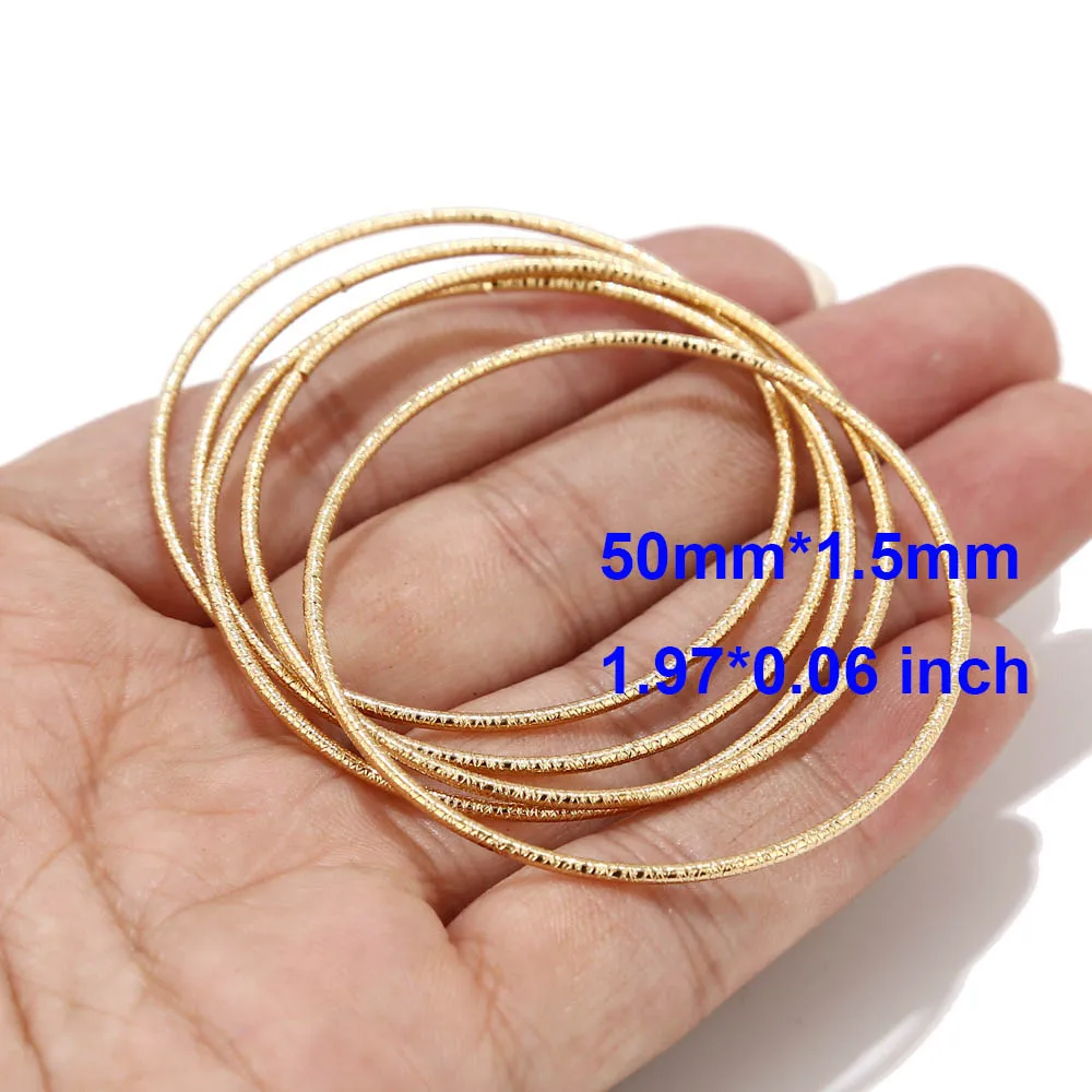 50mmx1.5mm 10 шт. круглым носком в Корейском стиле; Нержавеющая сталь соединительные кольца с покрытием из настоящего золота витой 30/50 мм замкнутые Кольца Набор «сделай сам» для Модные украшения Аксессуары - Цвет: 50mmx1.5mm