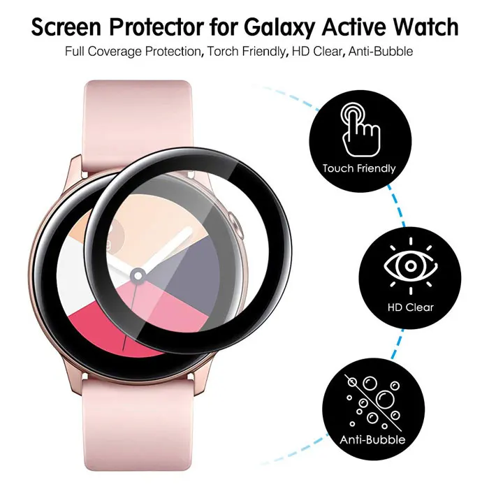 Полноэкранное Защитное стекло для samsung Galaxy Watch Active 2 40 мм 44 мм 42 мм 46 мм S2/S3 frontier HD анти-пузырьковая пленка