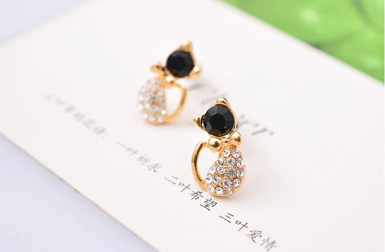 Женские модные серьги e057 красивые с котом из страз|earring bag|earrings candyearrings logo |