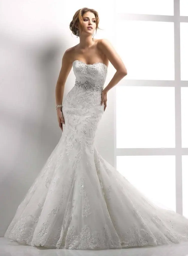 Vestidos de Novia Custom Made White Tulle Beading Appliques Lace Mermaid Wedding Dress Bridal Gowns Mariage | Свадьбы и торжества