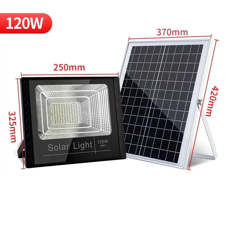 120W 10W25W45W120W Открытый Солнечный уличный световой поток Наружное освещение яркая Водонепроницаемая большая солнечная панель дистанционный настенный светильник - Испускаемый цвет: 120W