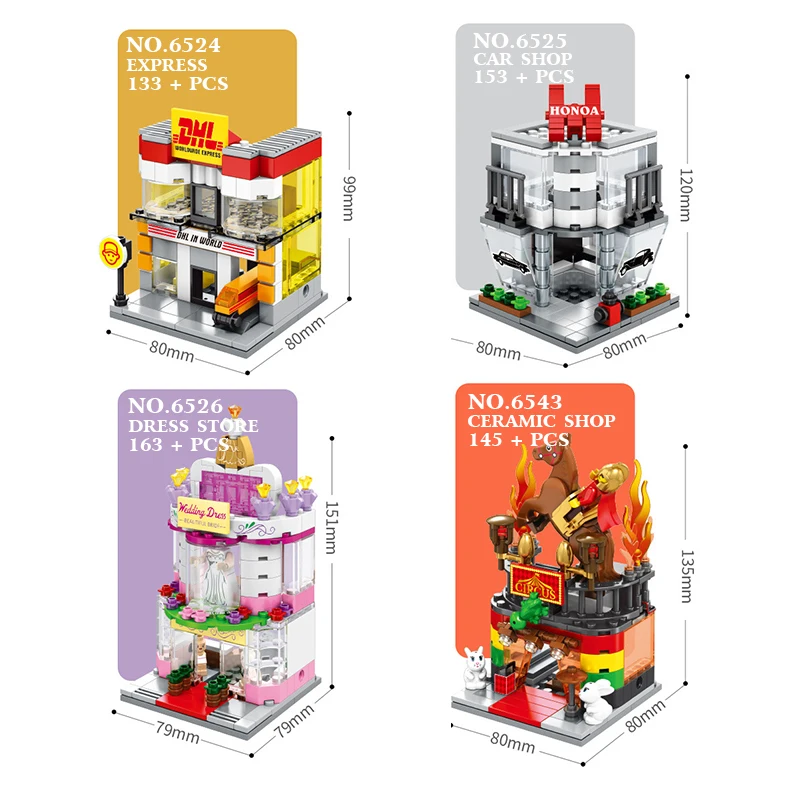 Sembo Mini City Street View Store LeSet creator Building Blocks Обучающие игрушки подарки на день рождения