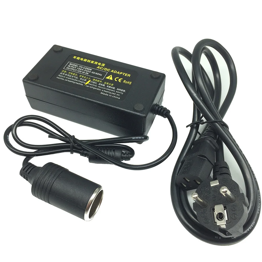 EU plug 5A 60 Вт автомобильный бытовой автомобильный прикуриватель адаптер переменного тока розетка 220 В переменного тока до 12 В постоянного тока преобразователь питания для домашнего использования инвертирующий