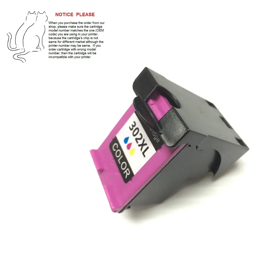 

YOTAT 1pcs Color Remanufactured ink cartridge for HP302 HP 302 HP302XL HP 302XL Envy 4520 Deskjet 3630 printers