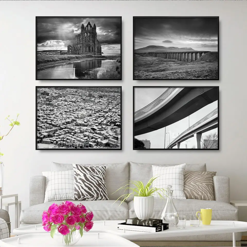 Домашний декор печать на холсте картины стену маслом без рамки рисунки черный и