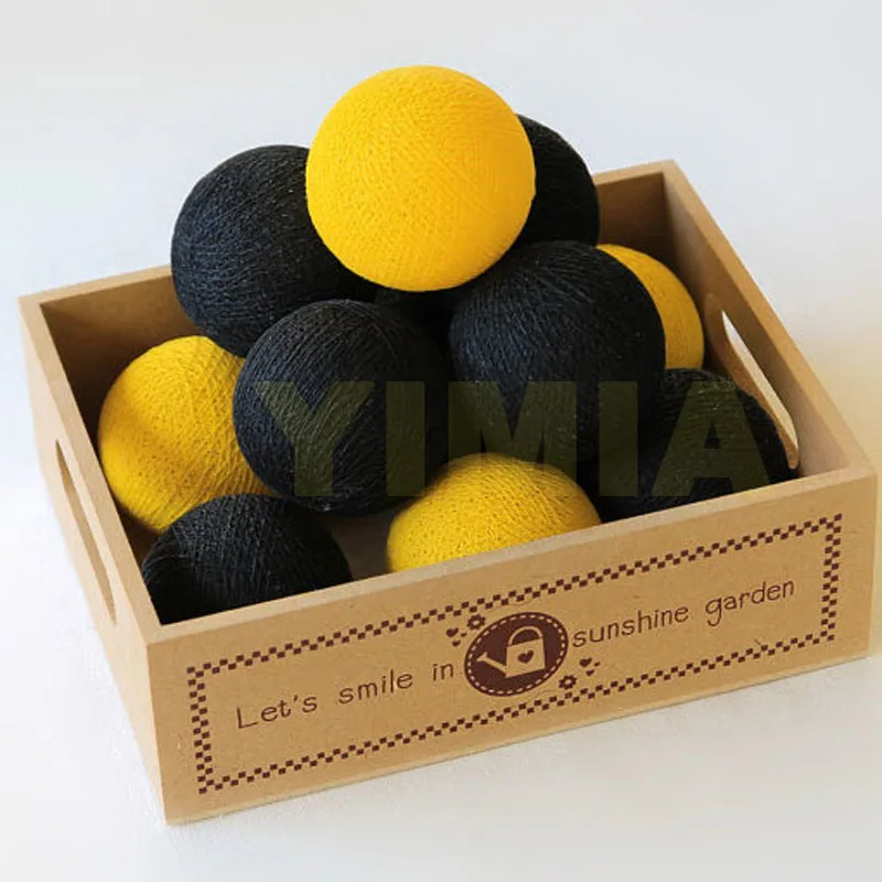 Желтый/черный хлопковый шар светодиодный гирлянда сказочные Рождественские