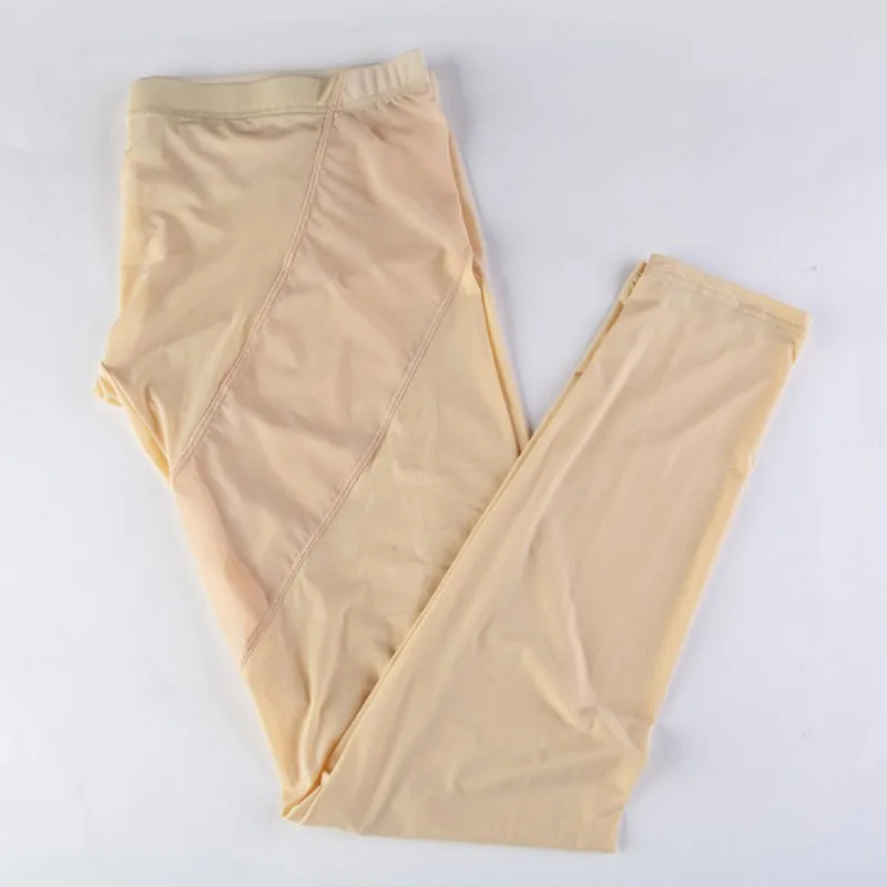 beige Кальсоны термо брюки мужские внутренние брюки тонкие прозрачные сетчатые нижнее белье дышащие штаны для сна Леггинсы Брюки - Цвет: beige