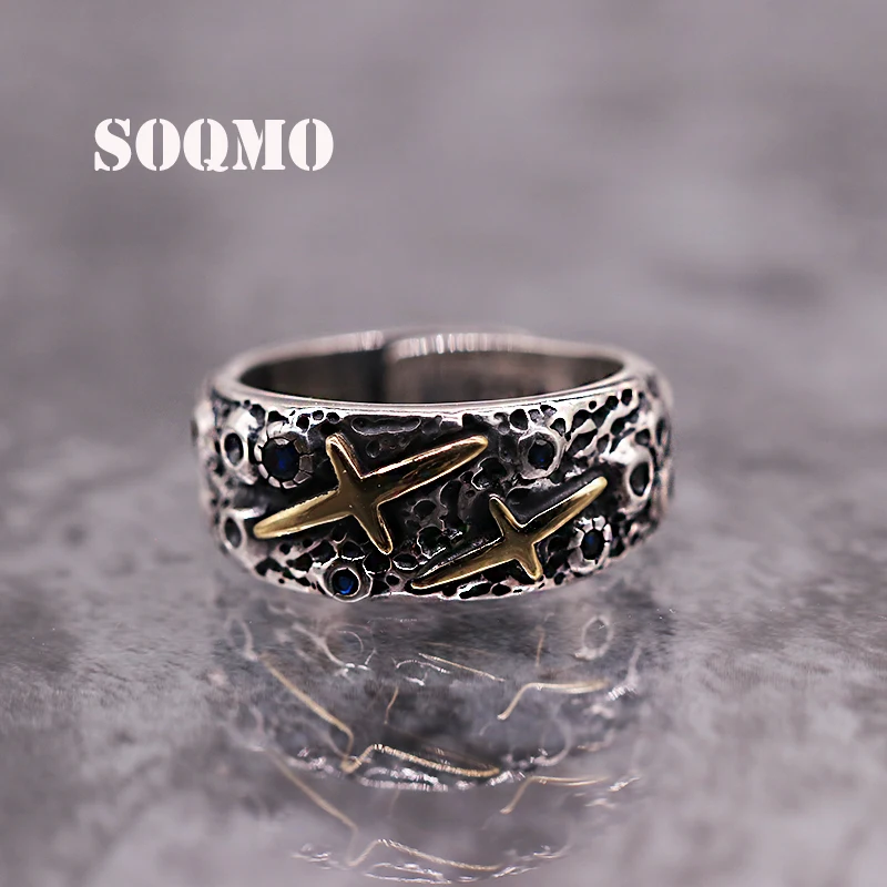 Женское и мужское регулируемое кольцо SOQMO из 100% серебра 925 пробы с