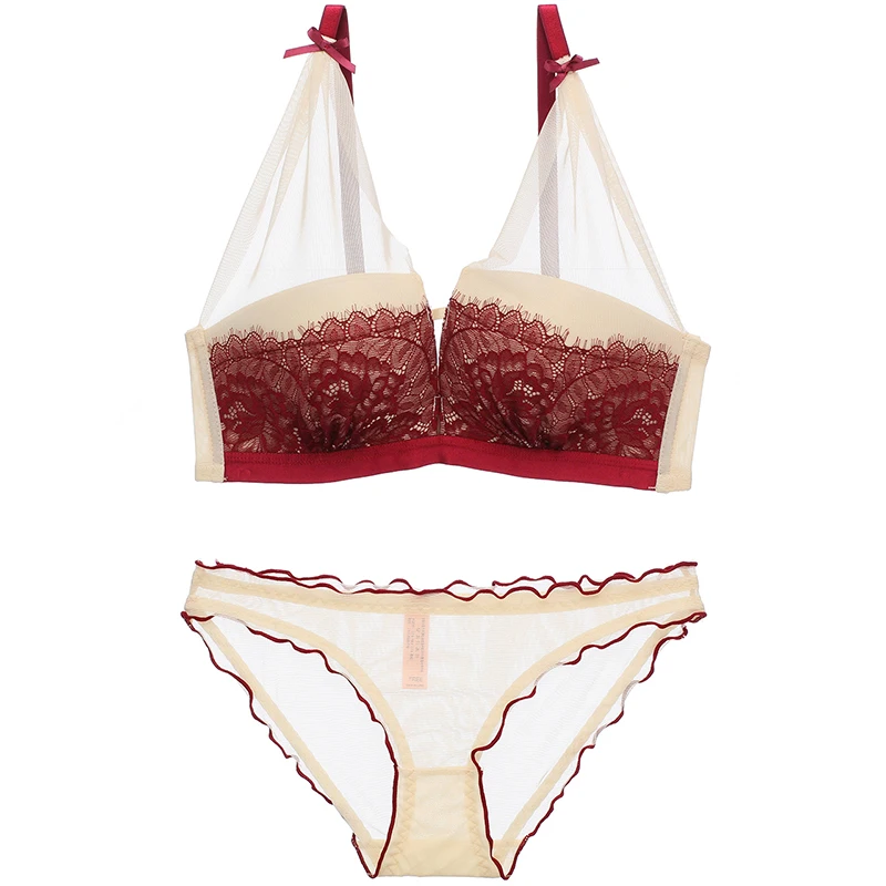 Комплект женского кружевного нижнего белья с чашками пуш ап|Комплекты белья| |