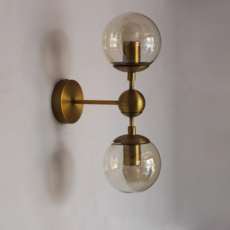

American brief vintage amber glass ball wall lamp Industrial golde magic bean home decor bedside single double LED E27 lighting