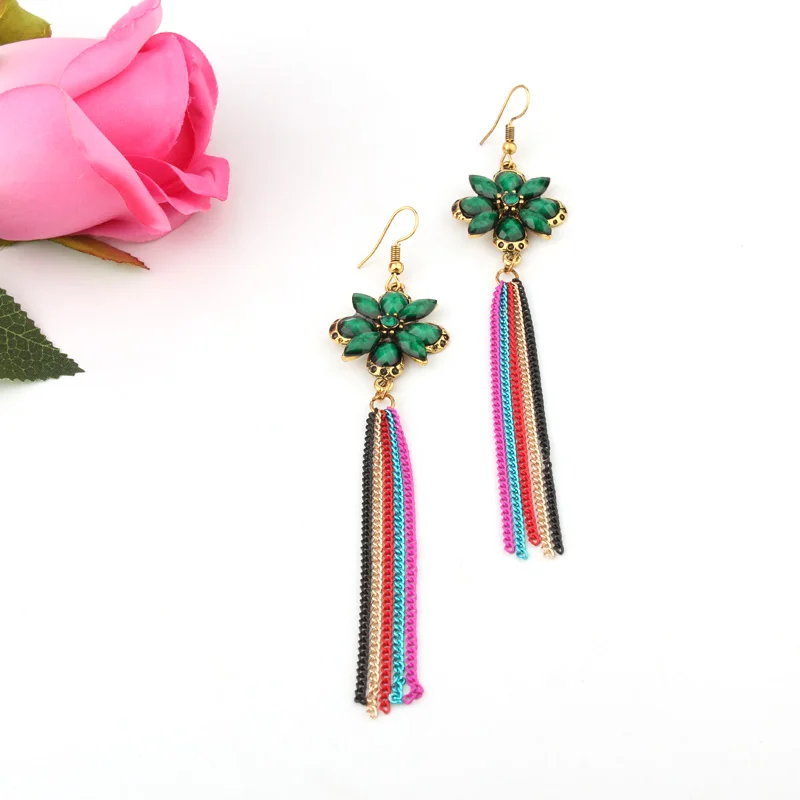 1 пара этнические турецкие Красочные кисточки висячие серьги винтажные Длинные
