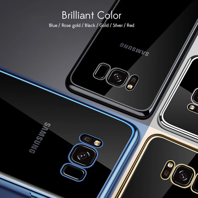 Мягкий чехол из ТПУ с гальваническим покрытием для Samsung Galaxy S8 S9 Plus S10 S10e S7 edge A7 A6 A8 A9
