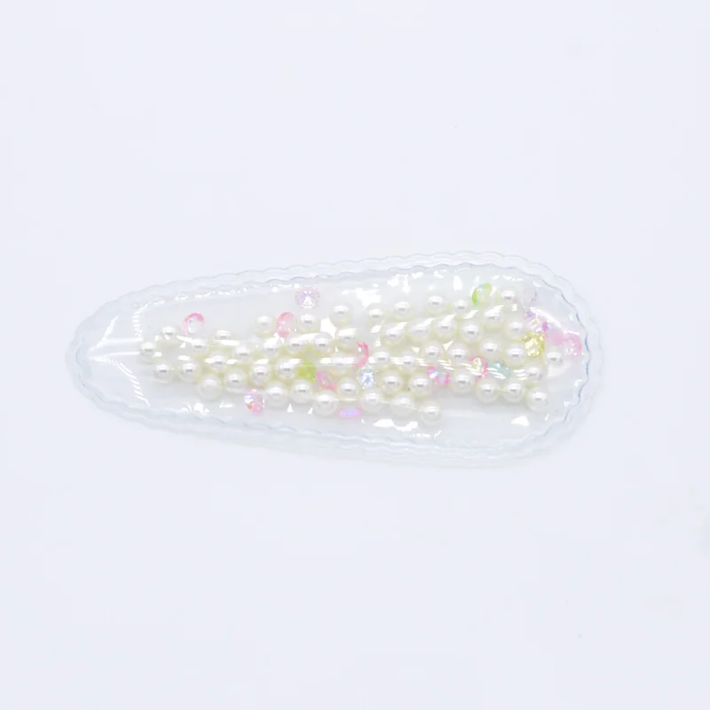White Pearl 6 шт. 80*32 мм прозрачные аппликации с Красочные Блестки жемчуг BB зажимы для DIY заколки для волос аксессуары ручной работы Ремесло Декор H26 - Цвет: White Pearl