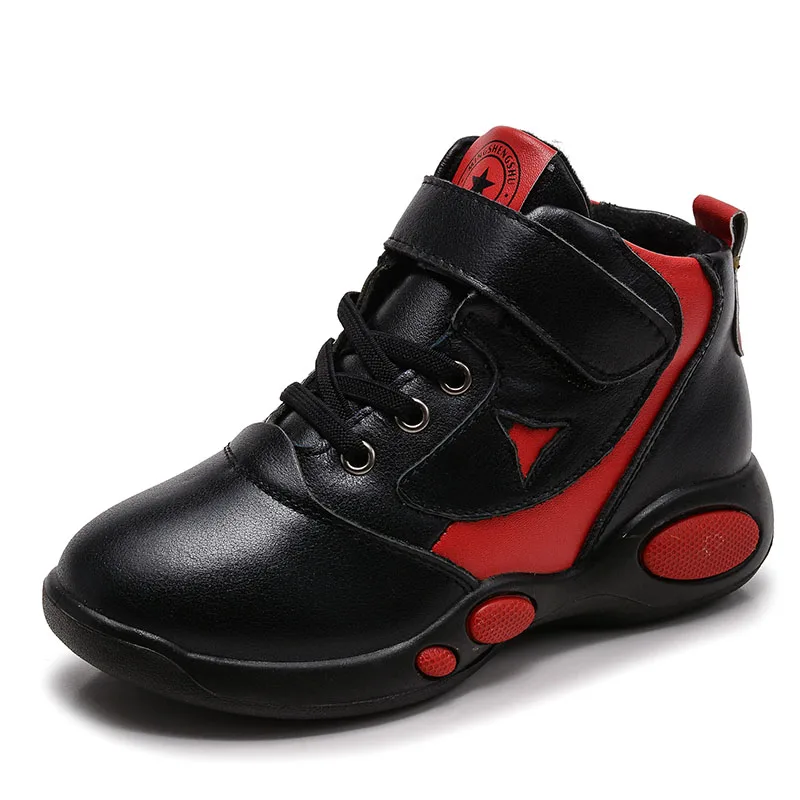 

Winter Children Shoes Fashion Boy's Snow Boots With Thick Plush Genuine Leather Ankle Boots For Toddler & Little Kids
