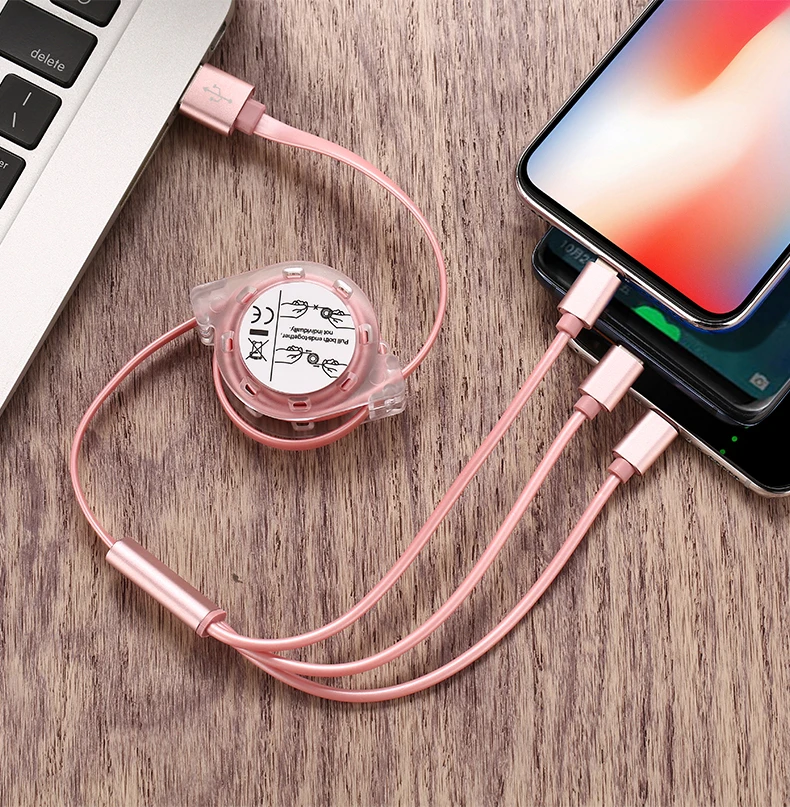 Type-c micro 3 в 1 Выдвижной 3A USB кабель для быстрой зарядки redmi note7pro для iPhone XS 8Plus для samsung s10 note9 для huawei P30