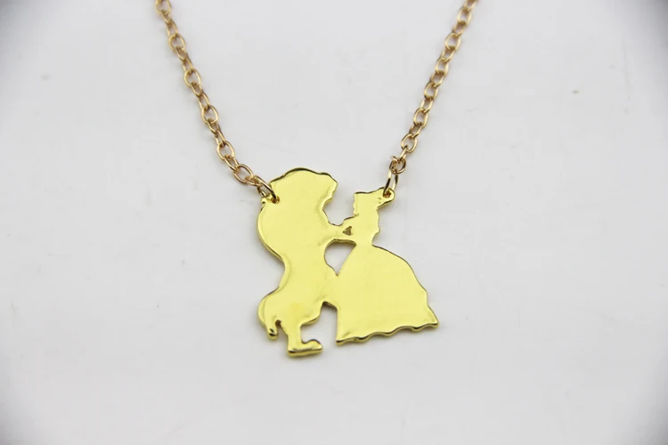20pcs/lot Wholesale Fashion Jewelry Gold Charm Beauty and the Beast Necklace For Men And Women | Украшения и аксессуары