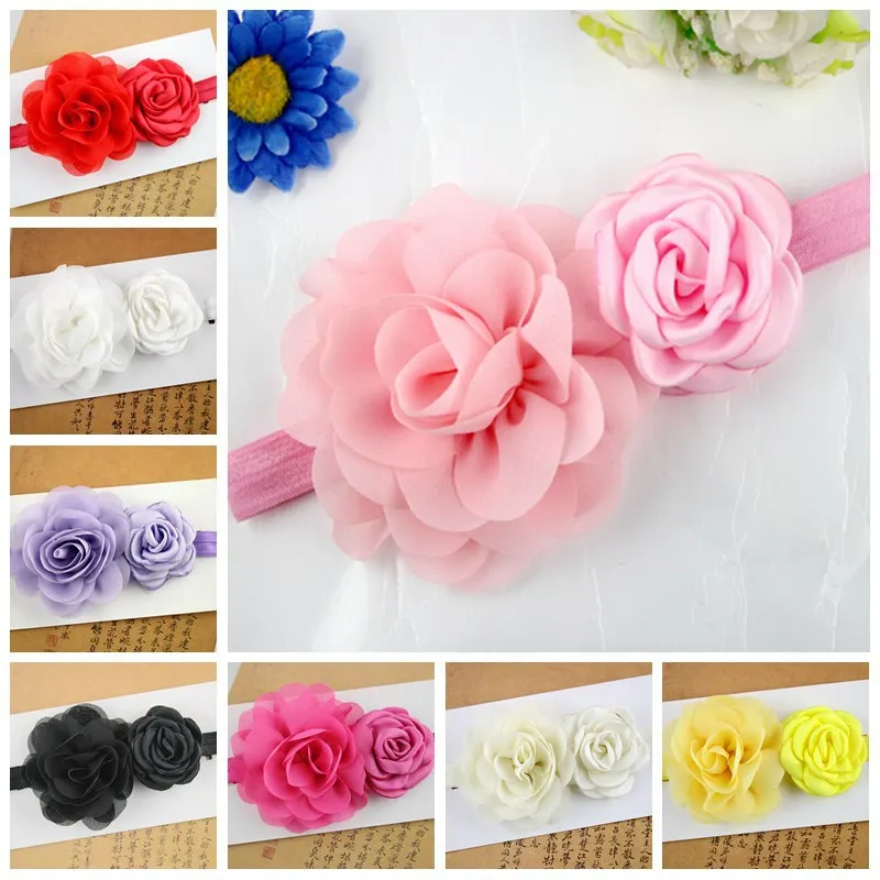 

Fashion Girls Elastic flowers Headbands chiffon burned rose headband Hair Band Accessories