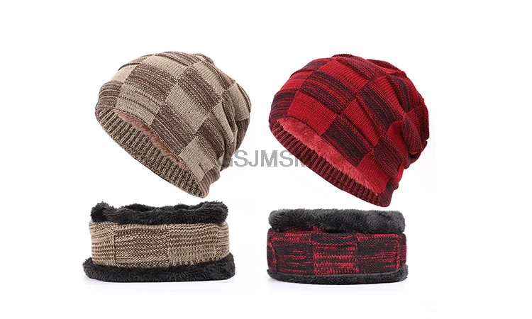 Winter Men's Knitted Cotton Warm and Comfortable New Fashion Women's Universal Ski Mask Hat Scarf Skull Cap for Men Beanies bone