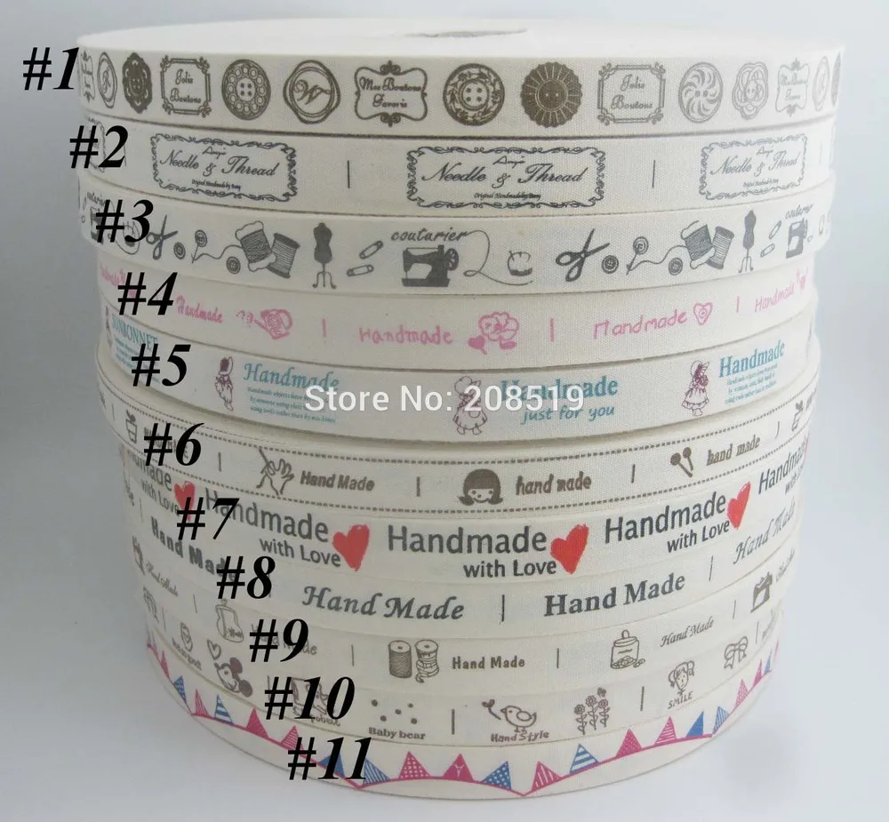 CR0004 45 designs Printed 15MM cotton Ribbons handmade 100% Cotton Fabric 24 Yards hand made scrapbooking Accessories | Дом и сад