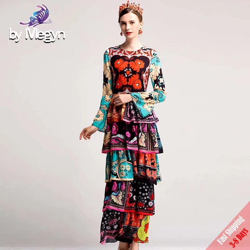 Женское модельное платье макси Megyn длинные платья с длинным рукавом и цветочным