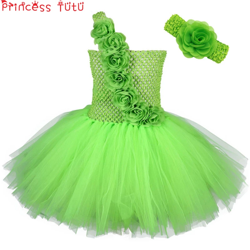 PRINCESS TUTU Dress Girl Green Flower Saint Patrick's Costume Easter Party Dresses For Kids Girls Clothes Birthday Wedding | Детская