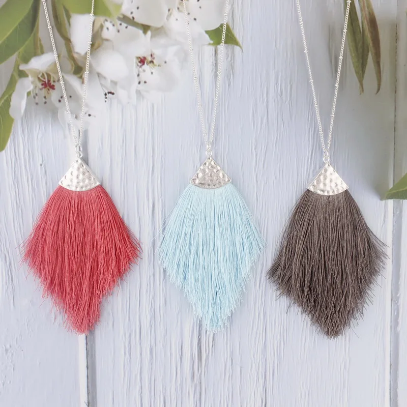 Модные элегантные богемные ожерелья с подвеской-кисточкой золотого и