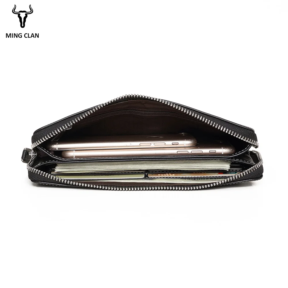 Mingclan Luxury Brand Male Leather Purse Men's Clutch Wallets Handy Bags Business Handbag Men Day Clutch Bag With Zipper Pocket