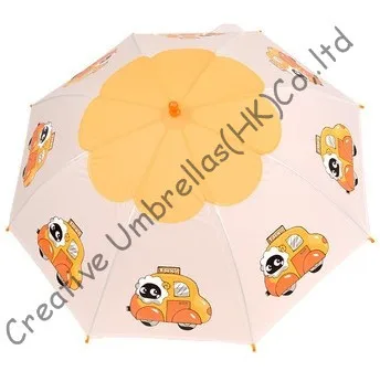 Детский зонт мультяшный дизайн авто открытие. 8 мм стальной вал и рифленые ребра