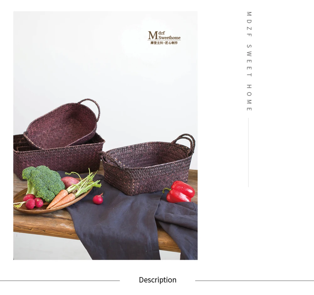 MDZF SWEETHOME корзина для хранения Бамбуковая Корзина для хлеба, овощей, фруктов, яиц кухонная корзинка для хранения с ручкой