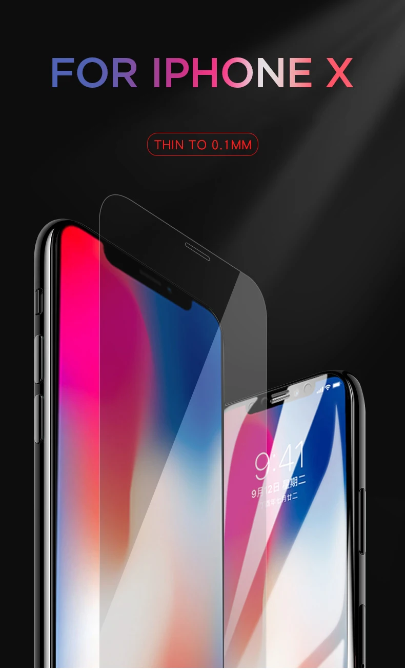 IIOZO, закаленное стекло для iphone X, ультратонкое, 0,2 мм, 9 H, HD, не оставляет отпечатков пальцев, 2.5D, закаленное защитное стекло для экрана iphone X, пленка