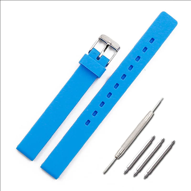 

Silicone strap watch accessories pin buckle 12mm waterproof sports rubber strap for women and children watch men watch band