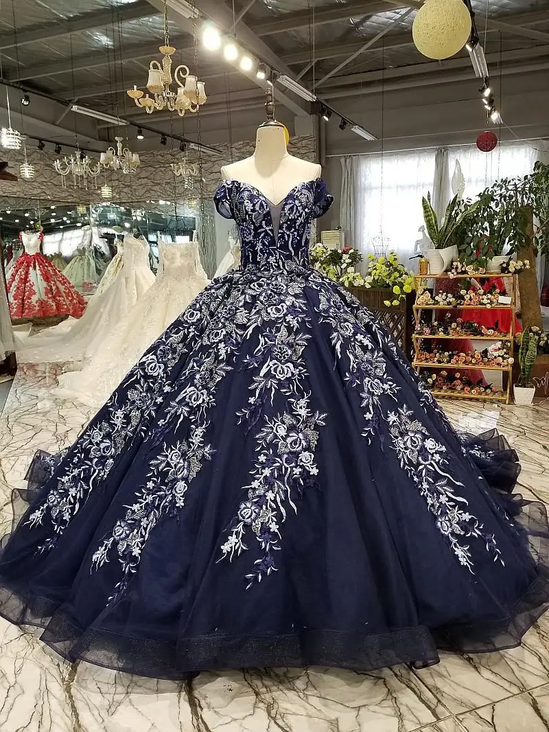 ROYAL BLUE Горячая Распродажа, специальное кружевное дизайнерское свадебное платье, Королевский синий цвет, свадебное платье, длинное свадебное платье с рукавами, прямо с фабрики, бальное платье - Цвет: ROYAL BLUE